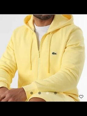 Lacoste Mens Yellow Full Zip Hoodie Size L